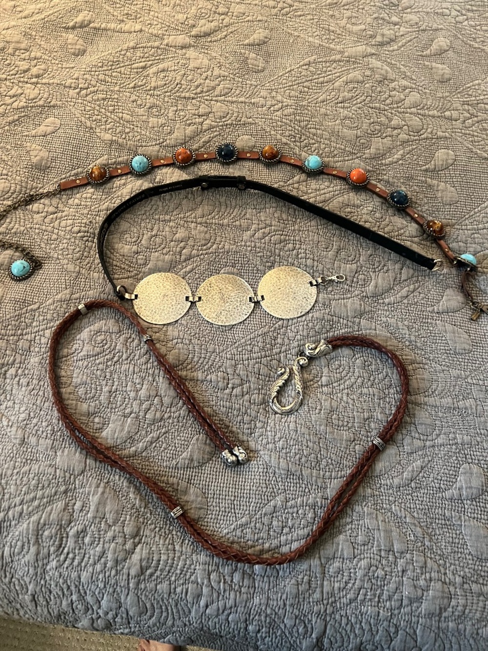 Lot of 3 Belts, 2 are Chicos S/M Leather. Metal and Other Materials, Bohemian